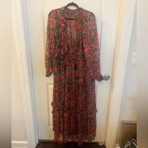 By Anthropologie Flower Printed dress Sz L